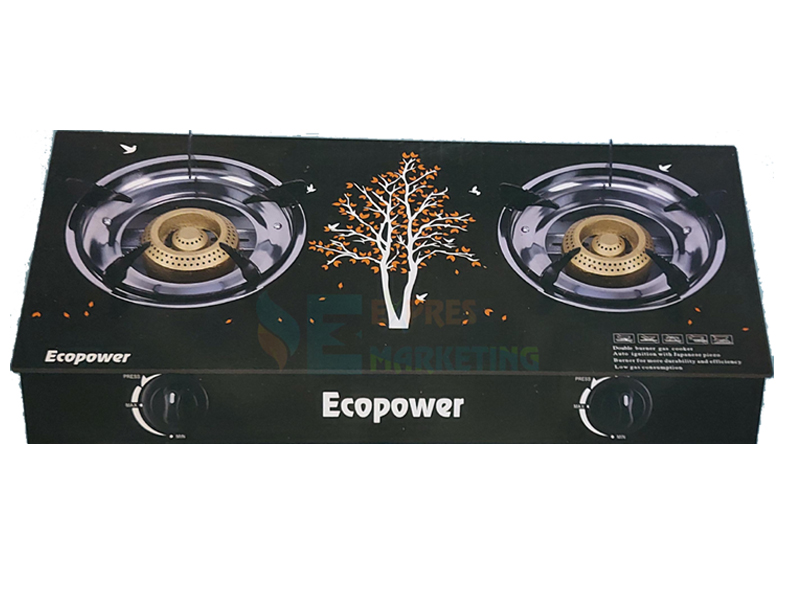 EPGC-567G - Richsonic Ecopower double burner glass top gas cooker